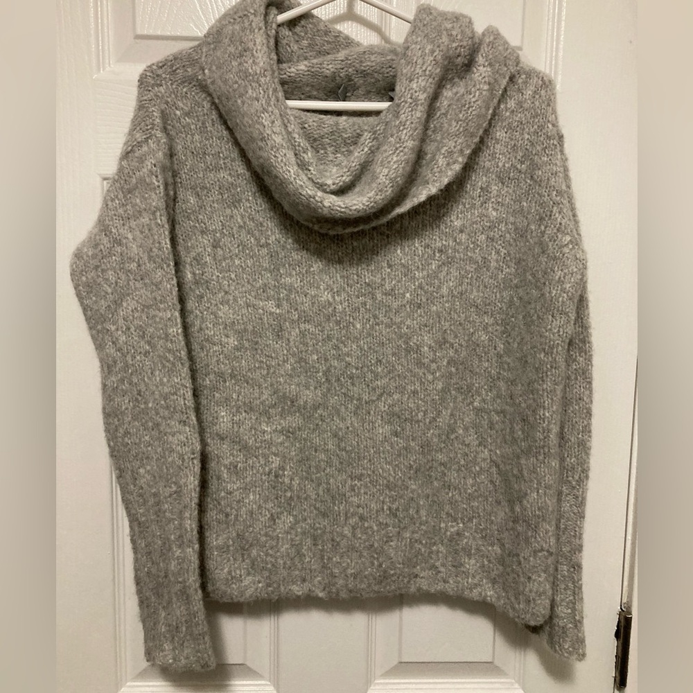 Vince Cozy Gray Marbled Women's Cowlneck Alpaca Blend Long Sleeve Sweater #S1